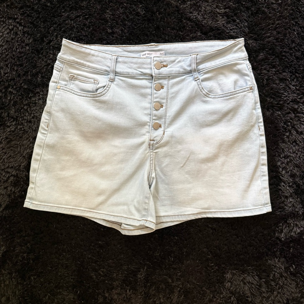 Nine West Bleach Washed‎ Button-fly Denim Shorts